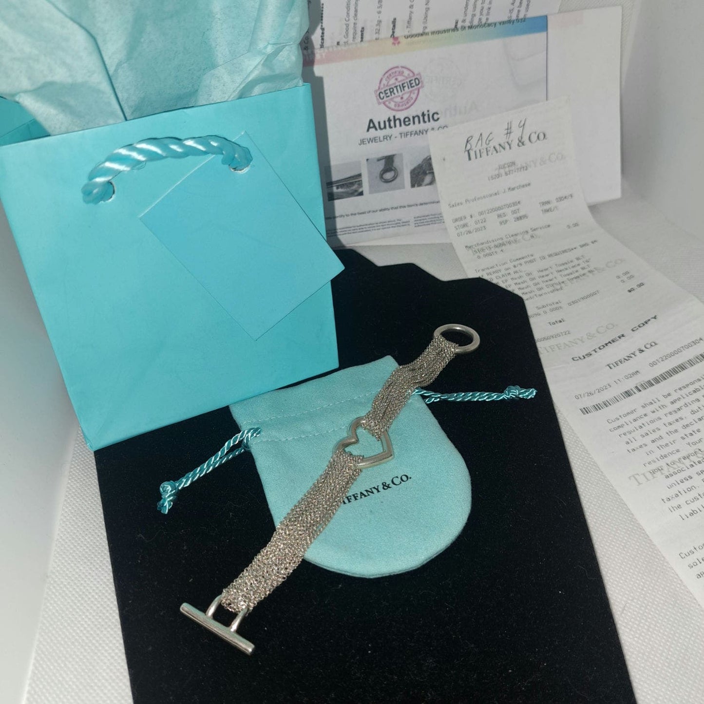 Your Valentine will LOVE this Authentic Mesh Heart Tiffany & Co Bracelet with gift bag
