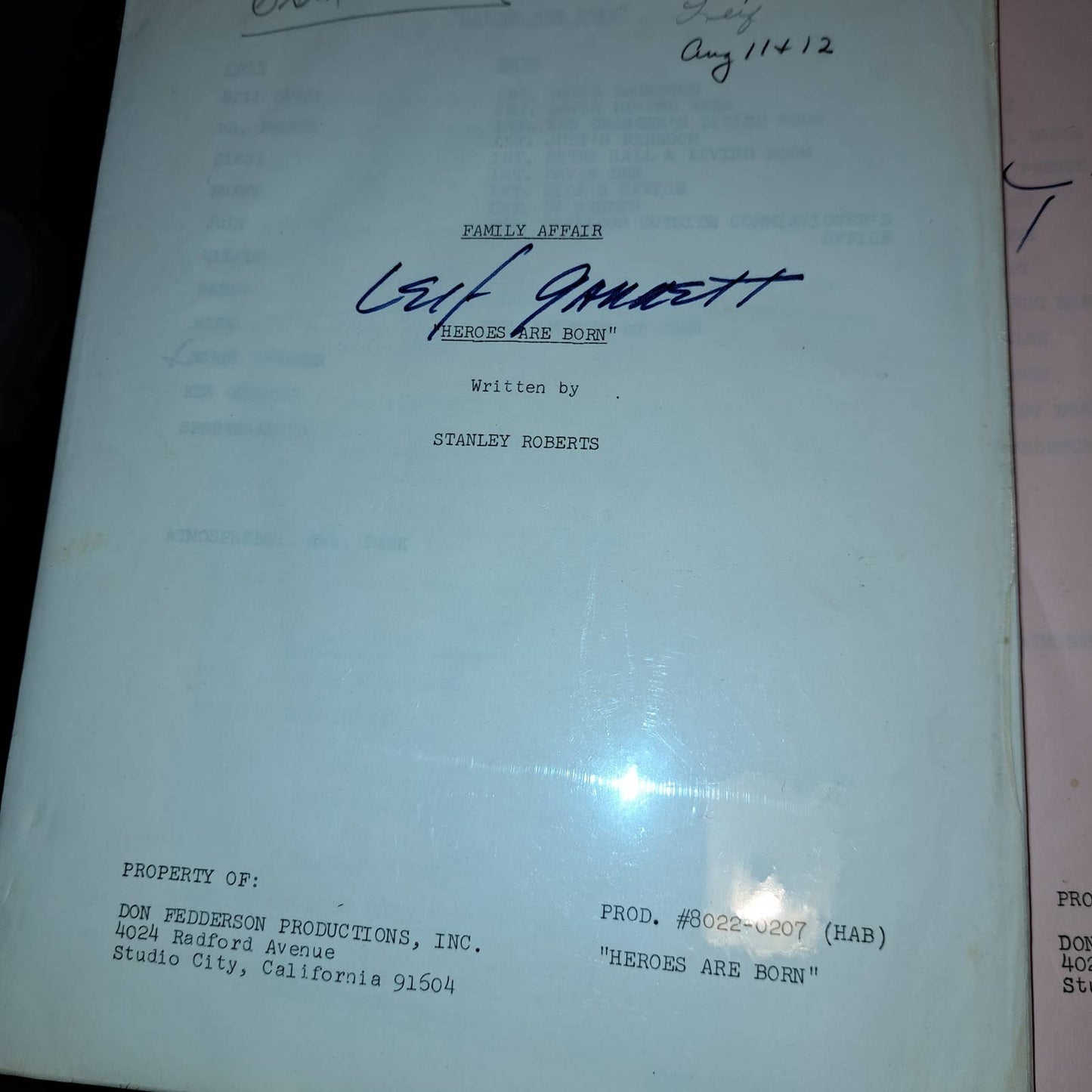 2 Well Preserved scripts from Family Affair -by Stanley Roberts & Elroy Schwartz