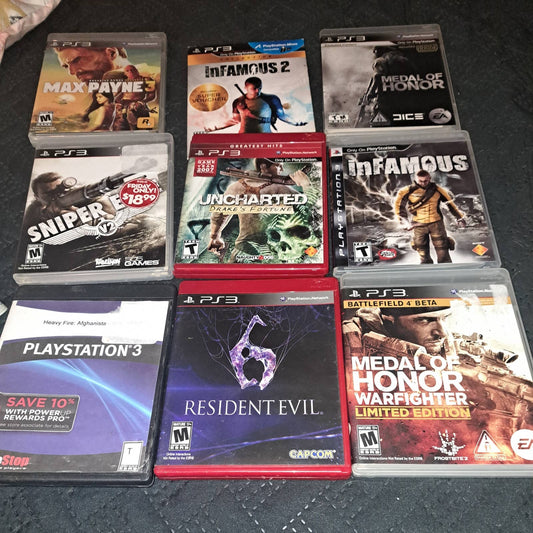 8 PS3 Games Gently Used - ResidentEvil-Medal of Honor-Max Payne-Sniper