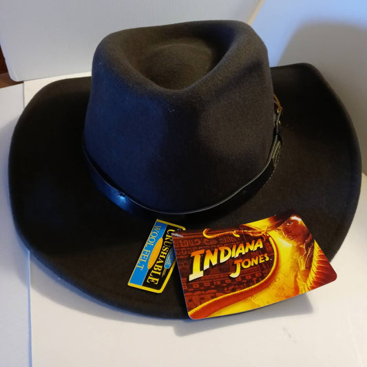 Adult authentic INDIANA JONES 100% wool authentic Outback fully crushable signature hat