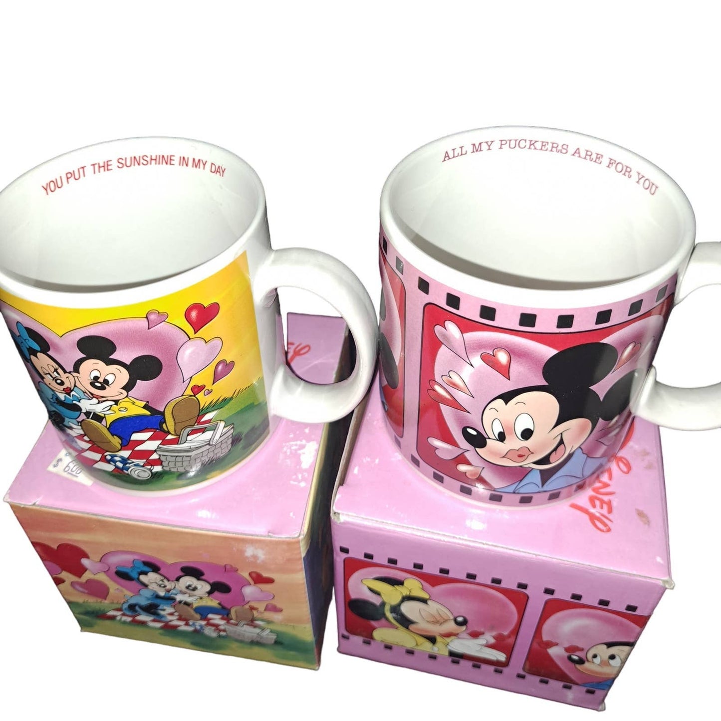 4 Very Vintage Mickey & Minnie Kisses Cups - Circa 1980