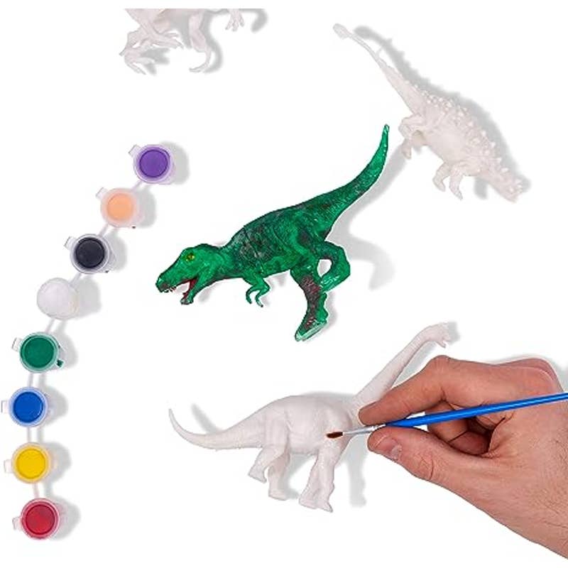 20-piece dinosaur painting set, 5 dinosaur figures paint brushes