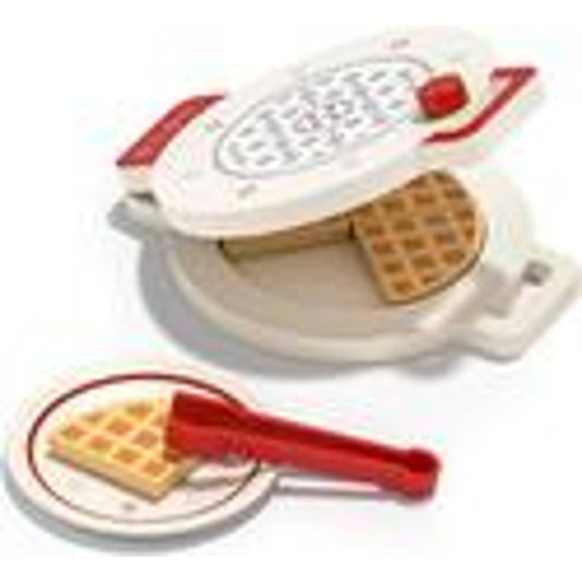 ADORABLE-ECO Friendly Child Play- Wooden Waffle Iron-tong-plate