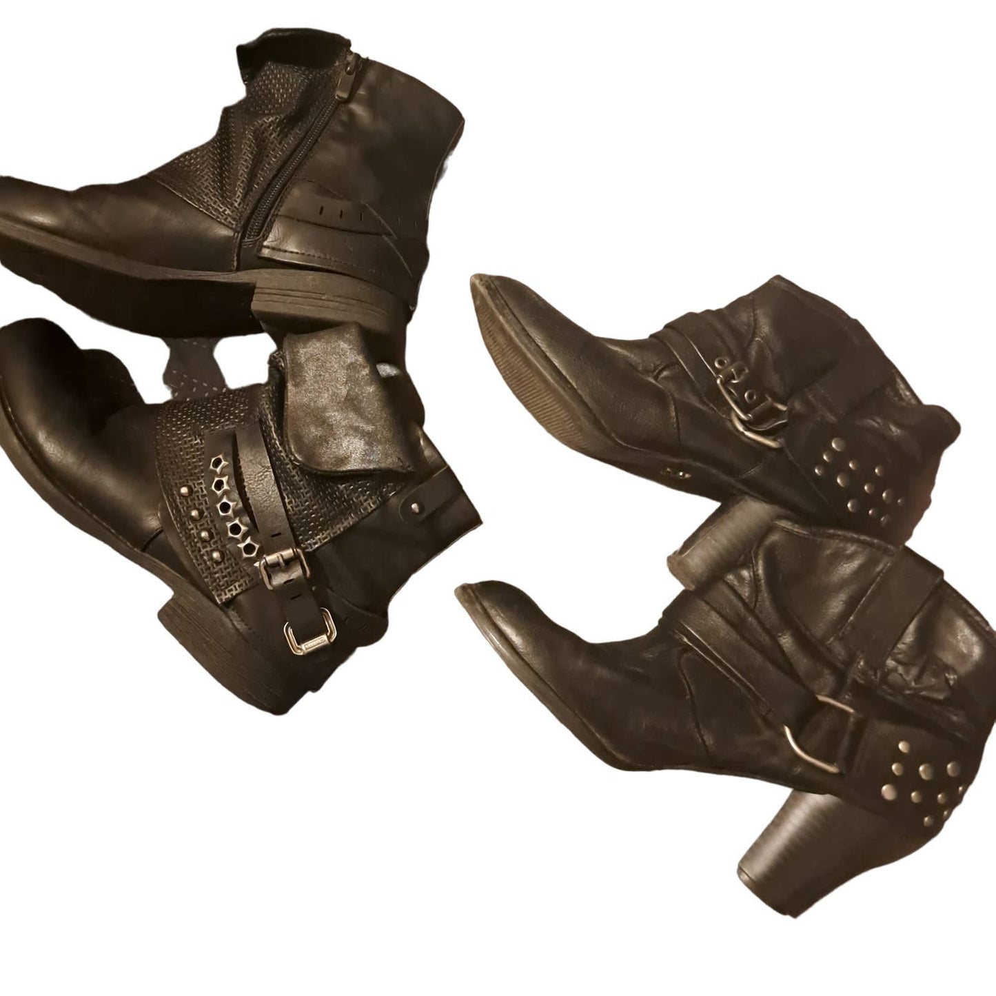 2 Black Rocker ankle Boots size 8 Vera Wang & Elara