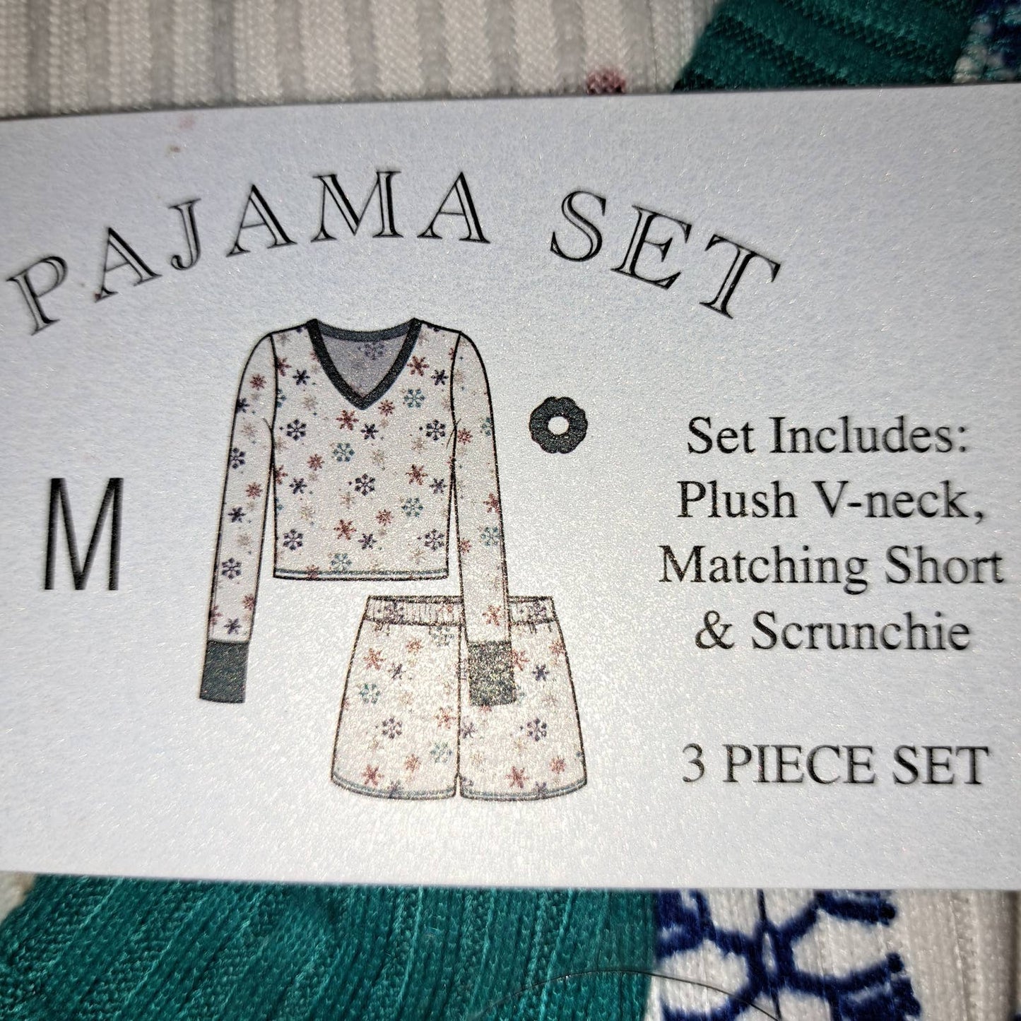 NIB -SZ M Ready for Gifting 3Pc Shorts PJs Set with matching hair tie too