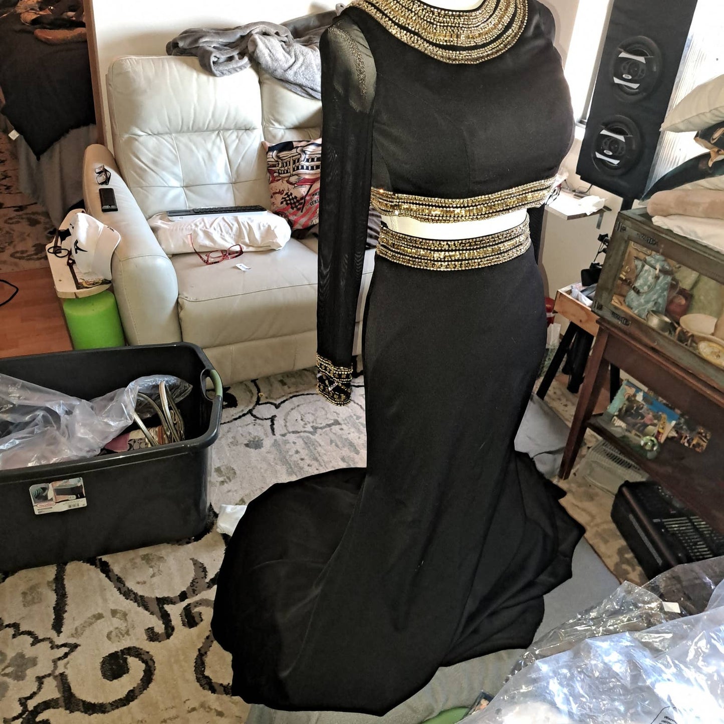 Tiffany 2pc EGYPTIAN GODDESS Black/Gold Formal Costume Size 2