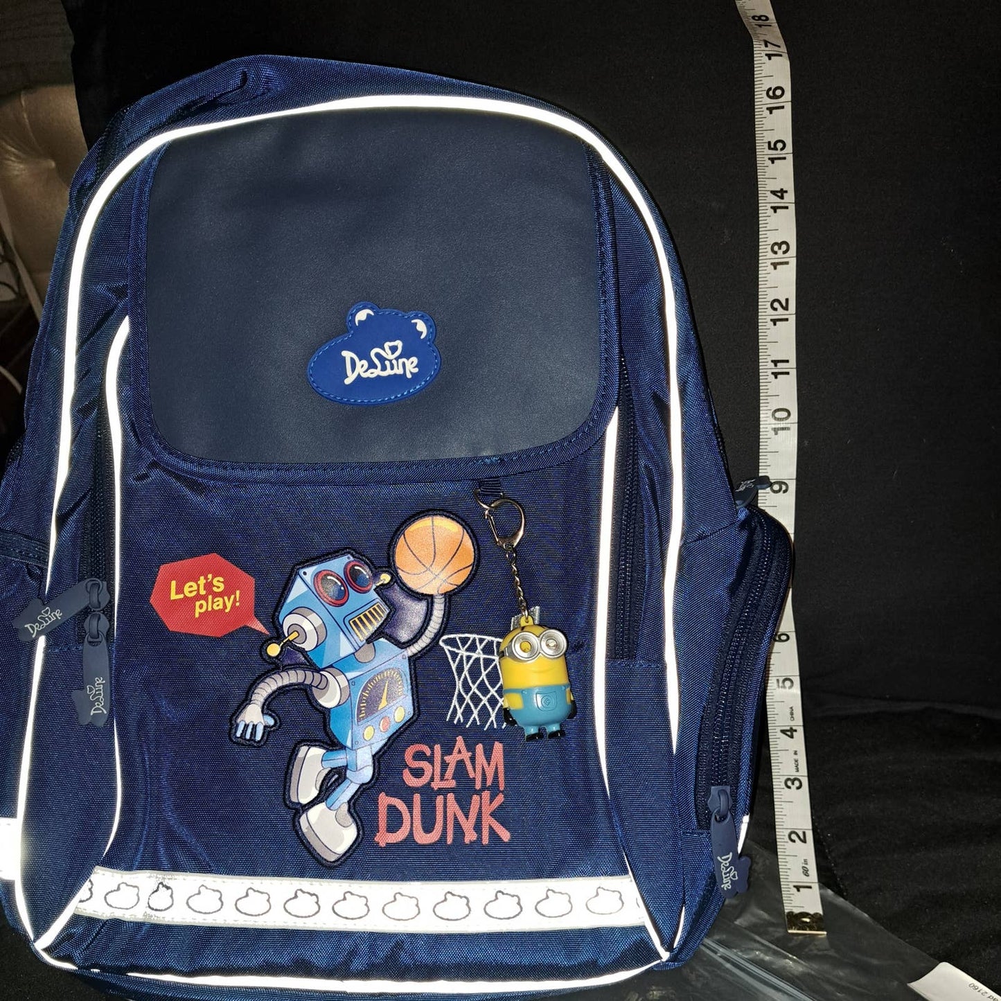 BRAND NEW BLUE DELUNE Full-size Kids Backpack Robot Basketball