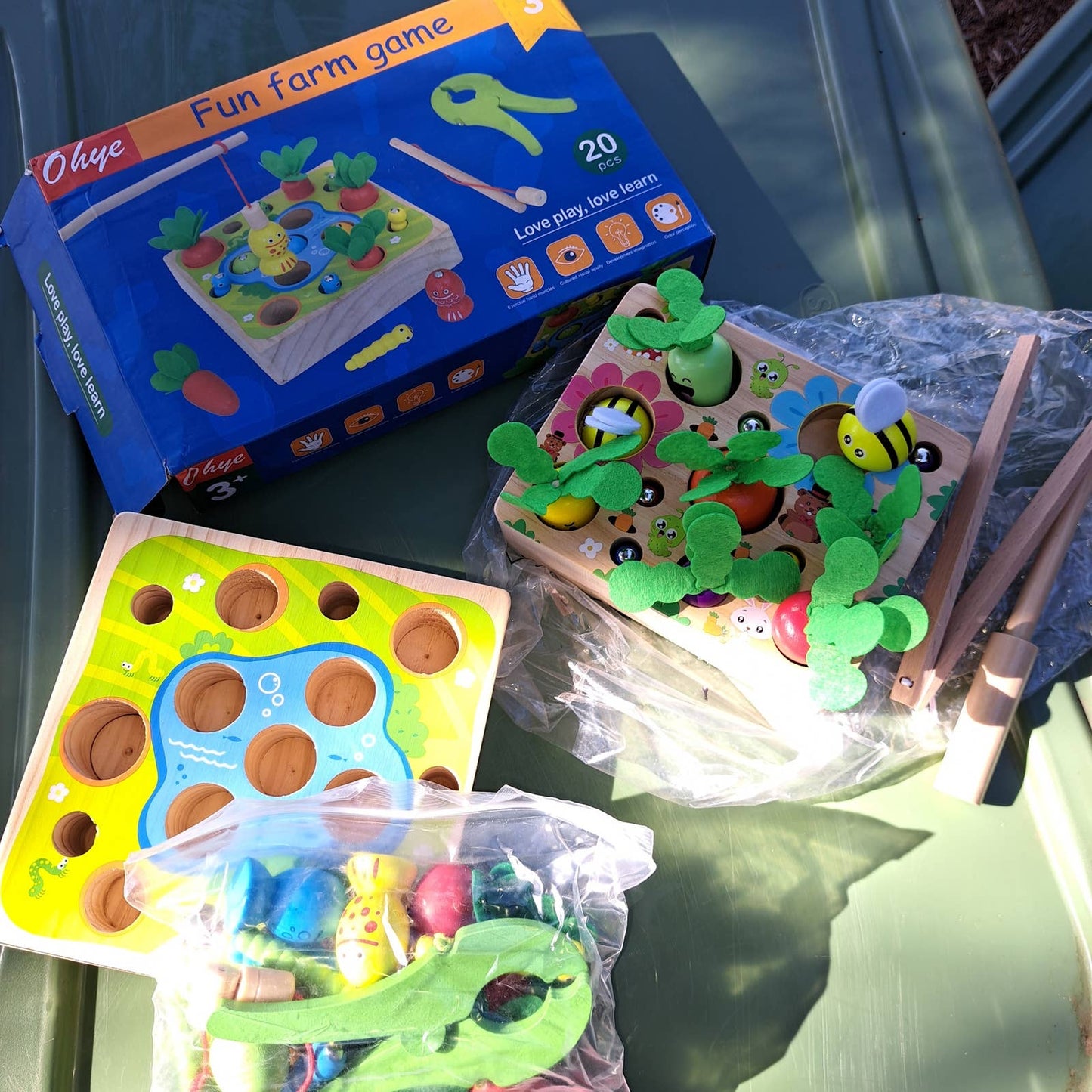 TWO Fun Farm Game Montessori Wooden Toys for Toddlers Sensory Education NEW