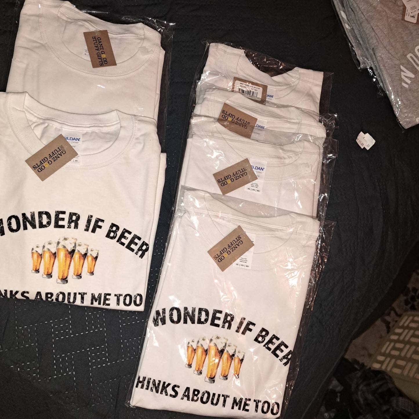 NWT- STOCKING STUFFERS- 100% Cotton -  I Wonder If Beer Thinks About Me Too