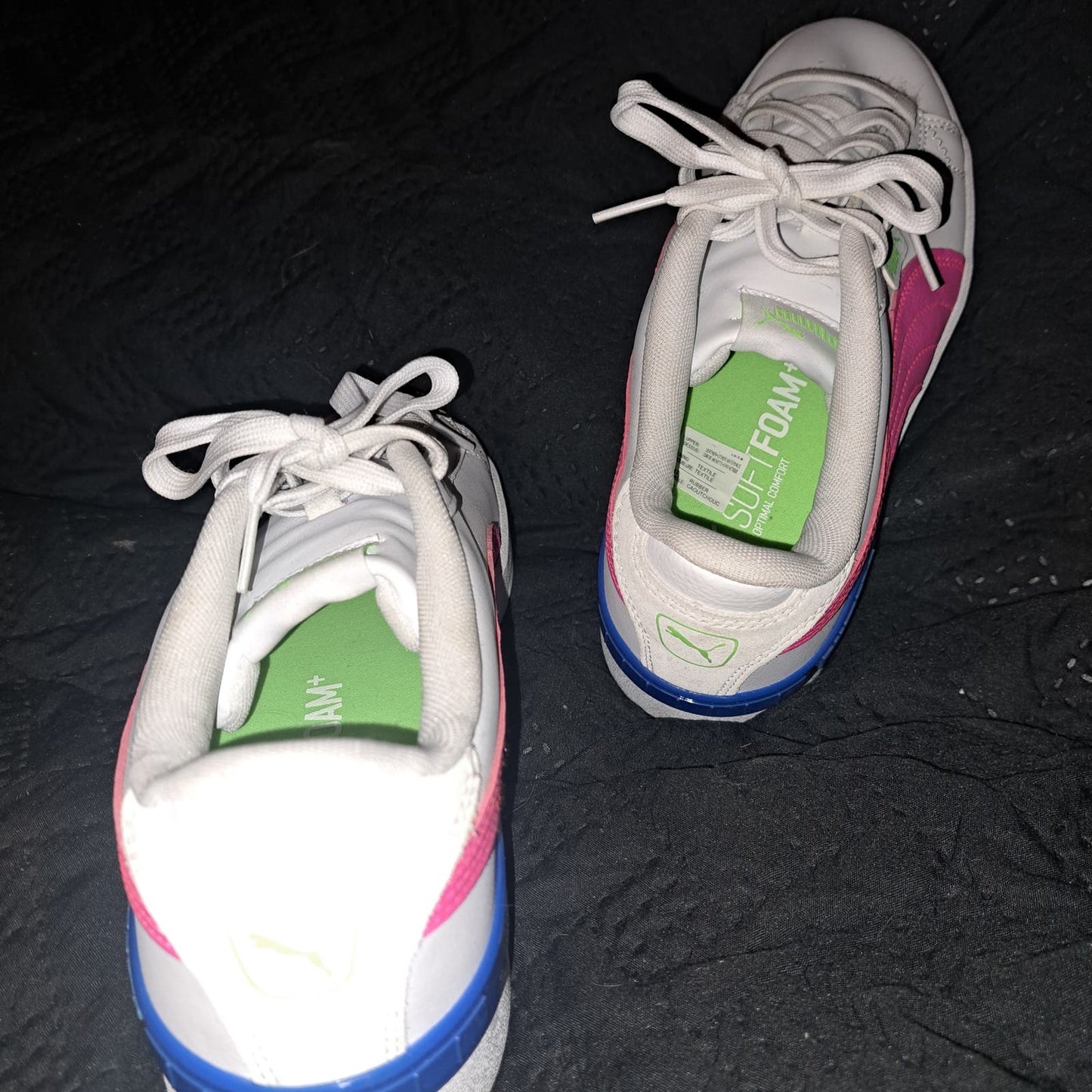 NEW- LEATHER PUMA fashion platform sneaker tennis shoes neon size 9.5 SOFTFOAM