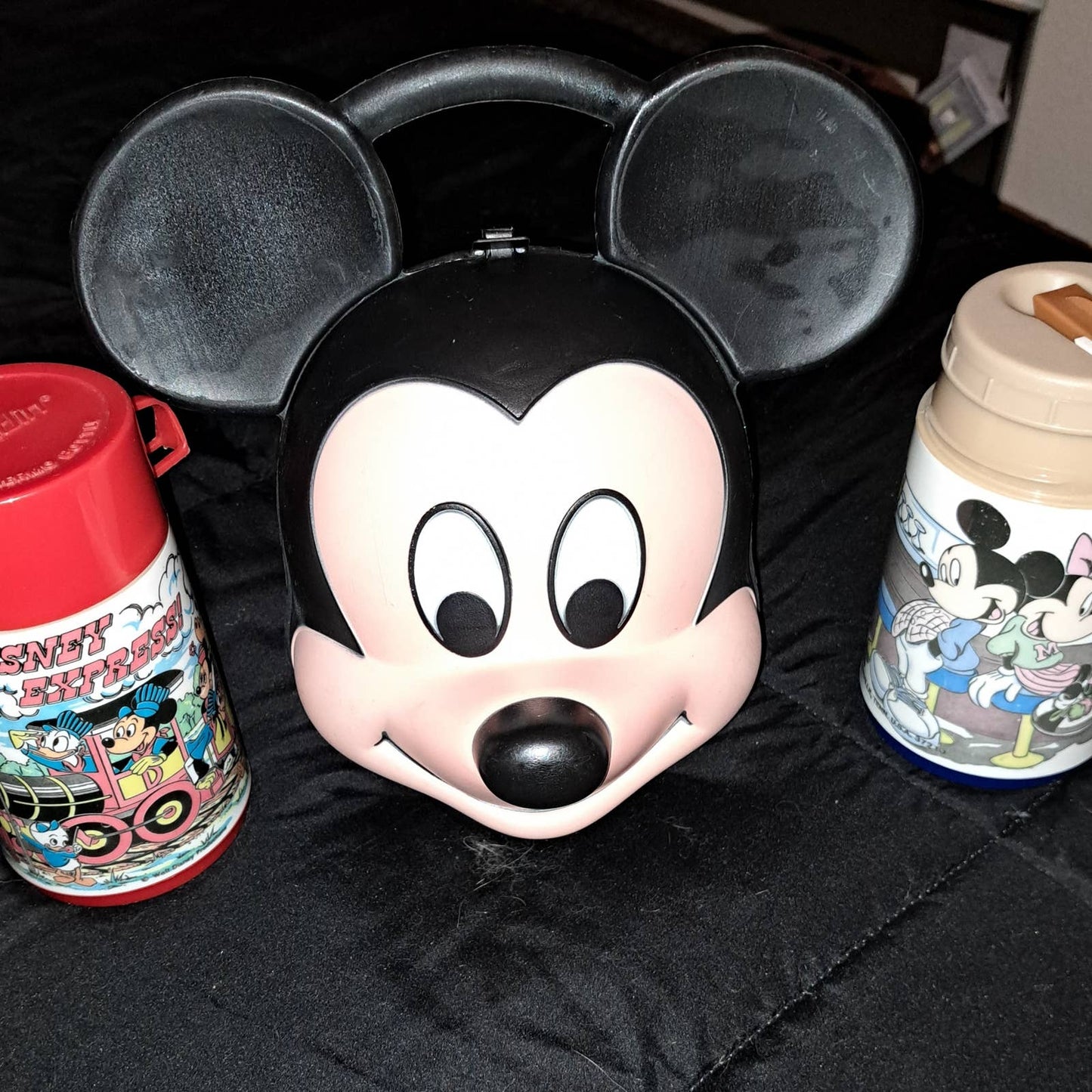 VINTAGE Mickey Mouse Lunch Box with 2 Vintage Disney Thermos