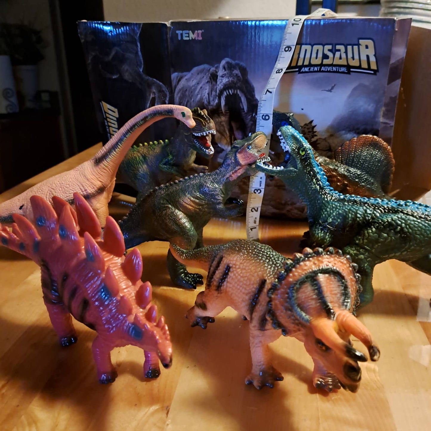 NIB- LARGE set of 7 Dinosaurs - pliable plastic 6-7 inches tall