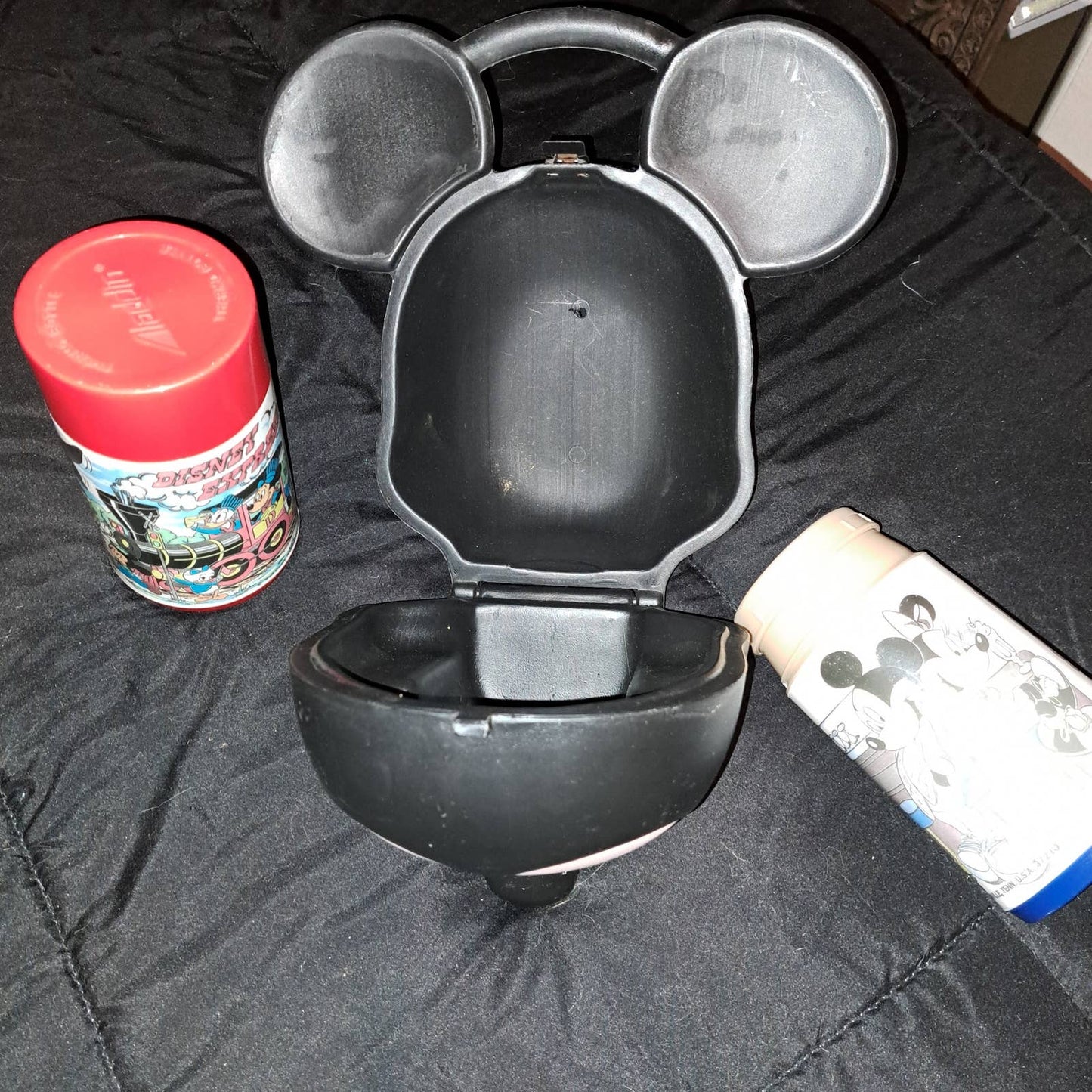 VINTAGE Mickey Mouse Lunch Box with 2 Vintage Disney Thermos