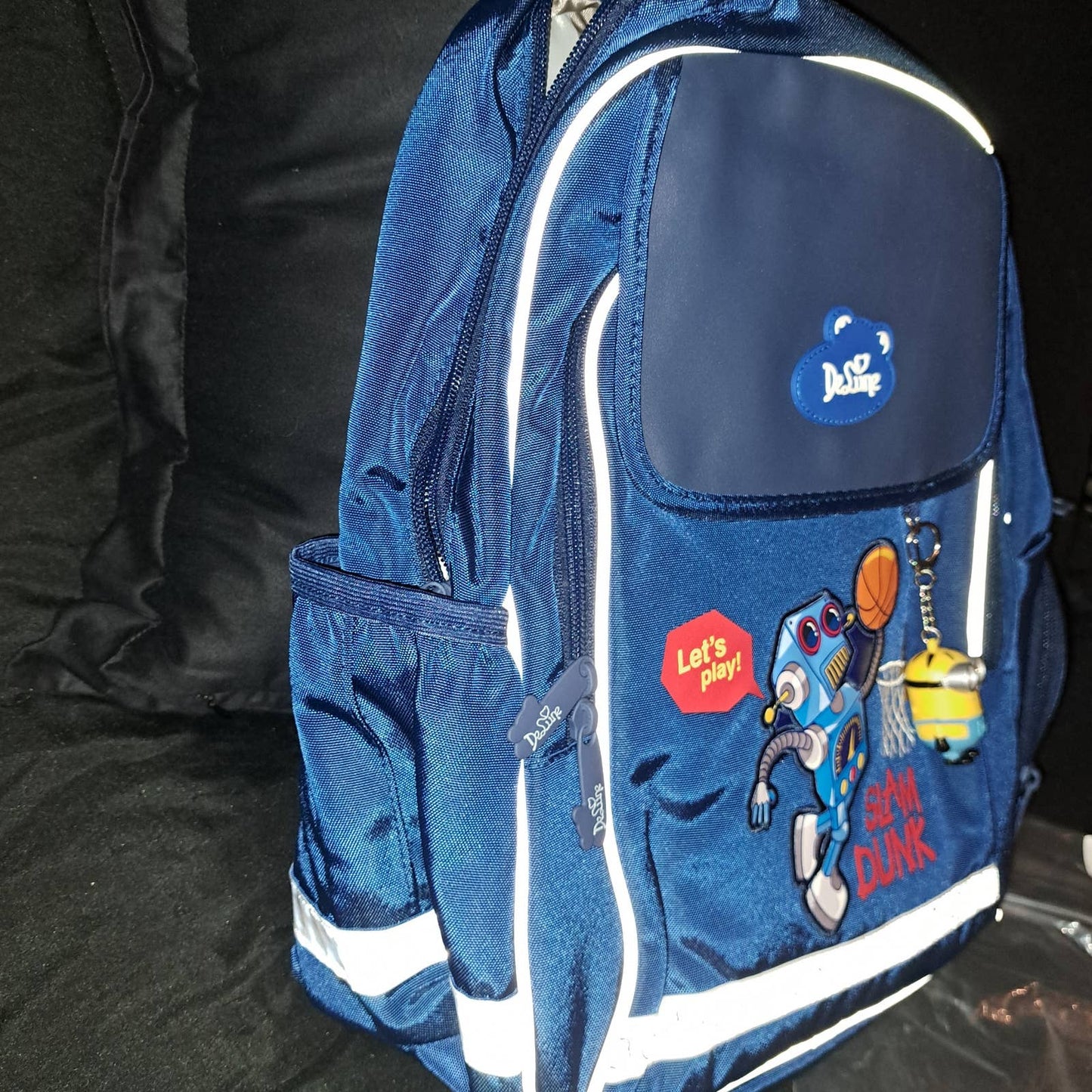 BRAND NEW BLUE DELUNE Full-size Kids Backpack Robot Basketball