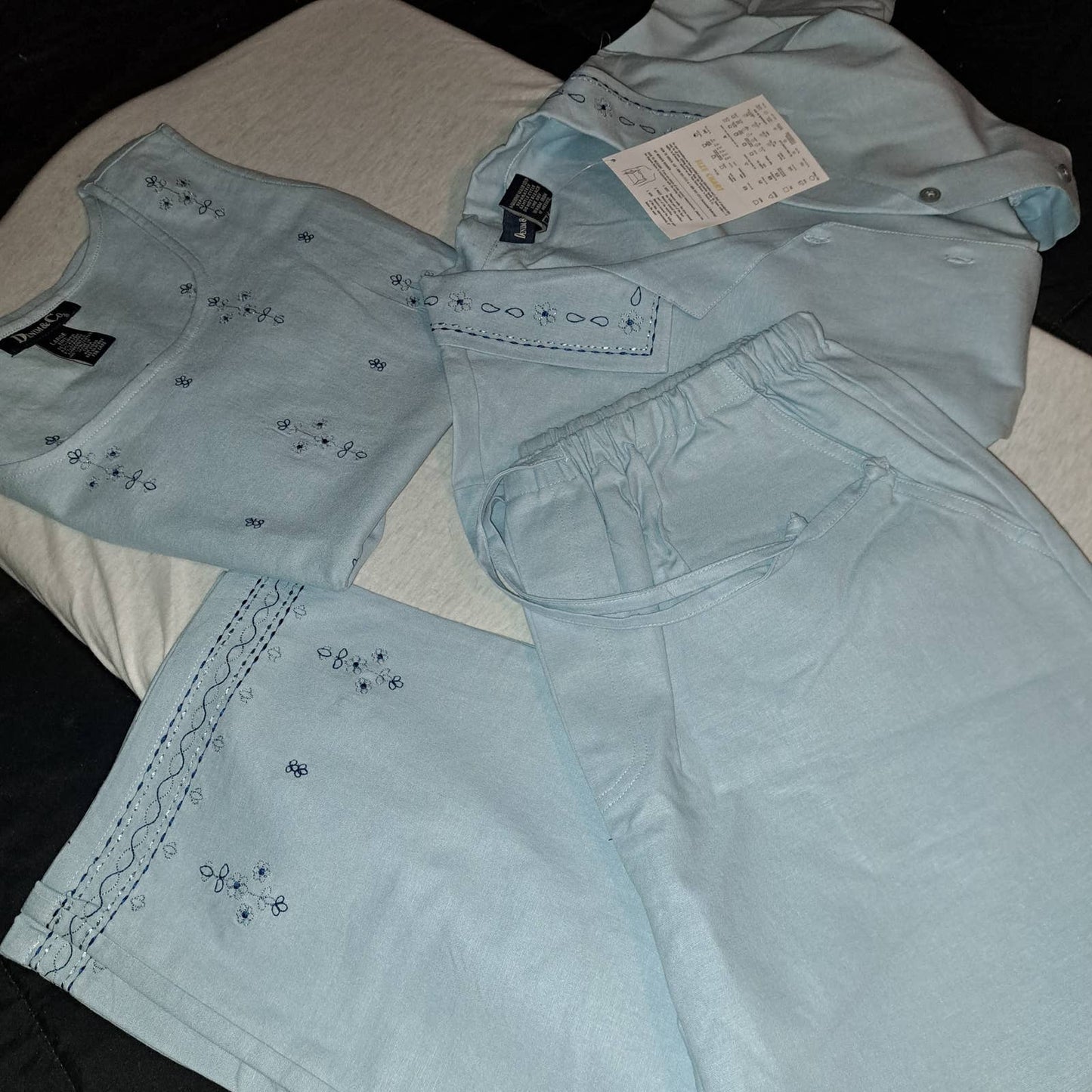 NWT- Large Denim & Co 3 Piece Linen Set-Pants shirt Tank