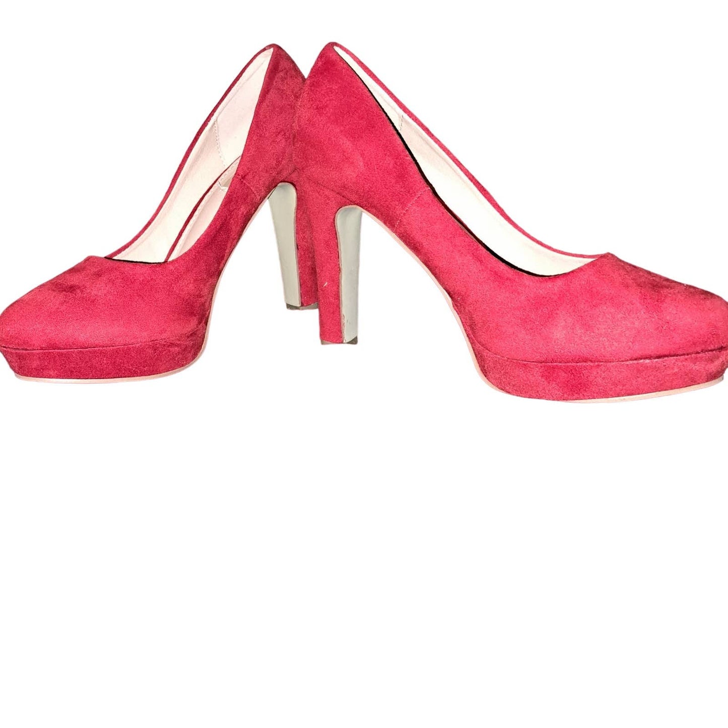 Elara Women's High Heels Vintage SUEDE Evening Shoes Red SZ 8