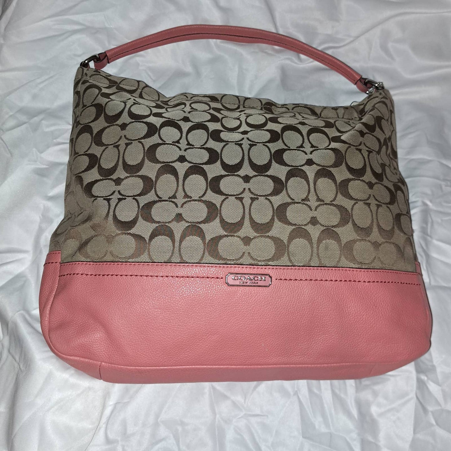 FABULOUS RARE Large Top Handle COACH in Peach and Brown