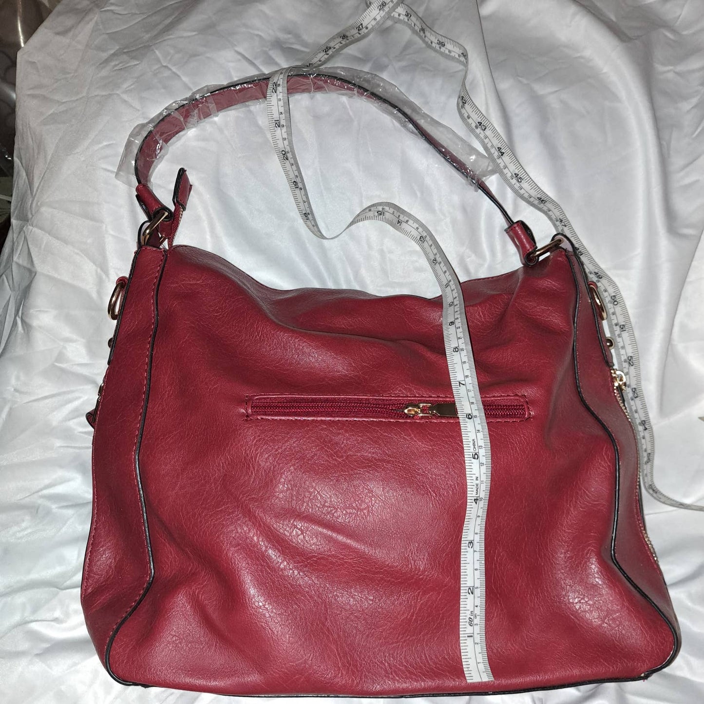 NEW Buttery Soft Vegan leather Oversized Crimson Red Hobo 16 inches