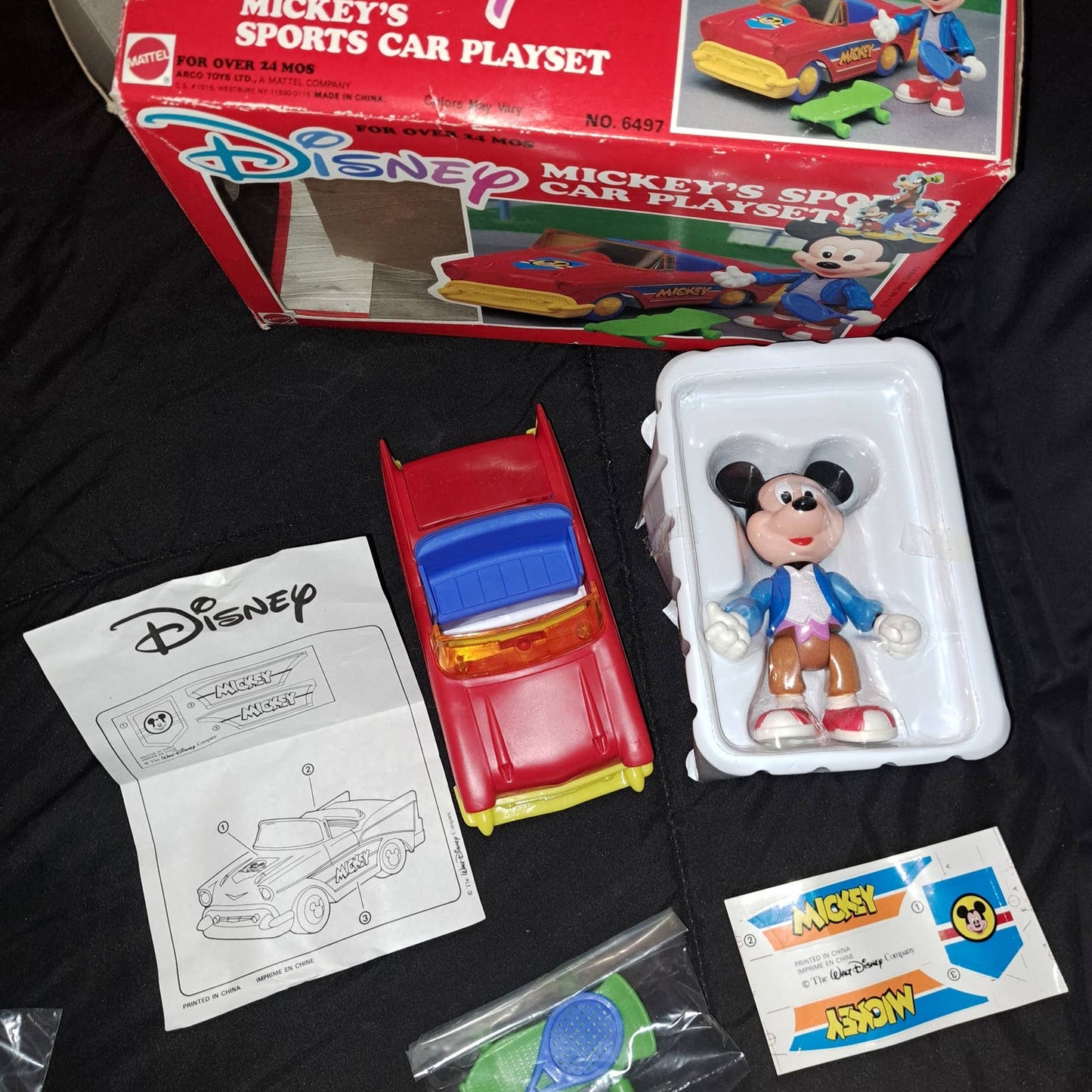 RARE VINTAGE COLLECTIBLE SEALED Mattel Mickey Sportscar Playset No 6497