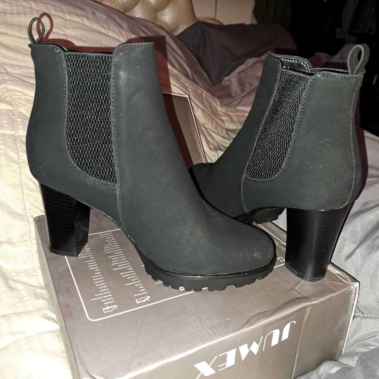 JUMEX Black Chelsea Boots - EU 37 / US 6.5 Rich Black 3 inch heel