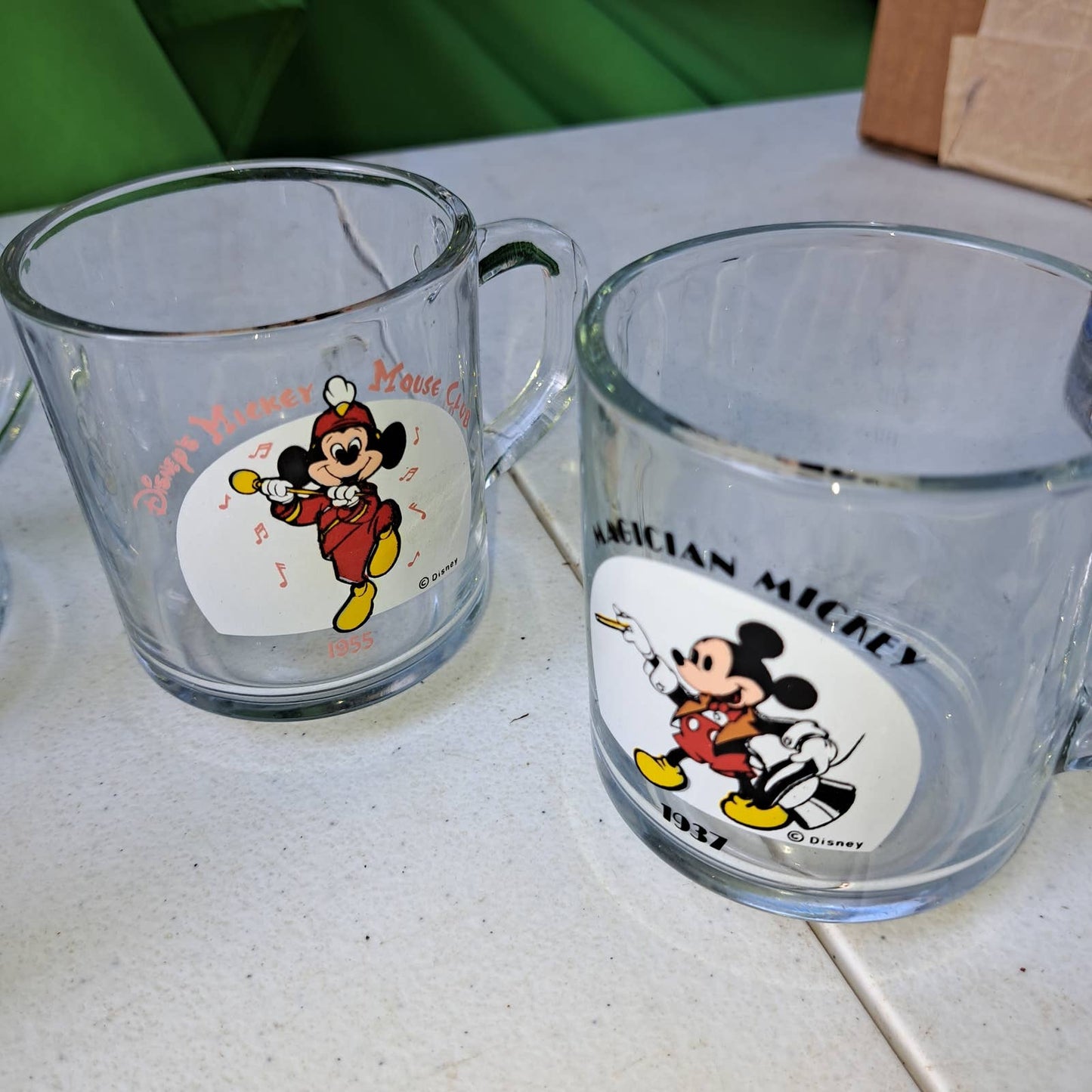 VERY VINTAGE Mickey thru the Years 9 Glass Coffee Mugs