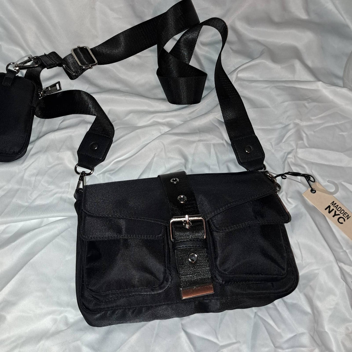 NWT Madden NYC Nylon Crossbody extra long strap and phone pouch