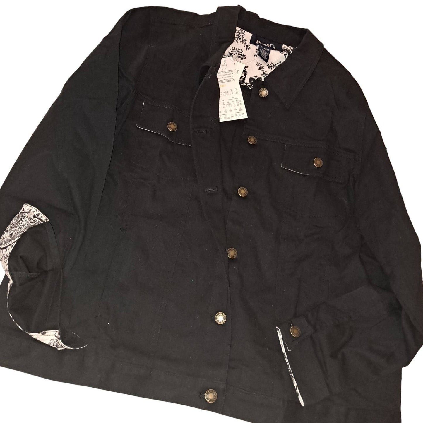 NWT- Denim & Co Black Denim Jacket & Matching Long Sleeve Crepe