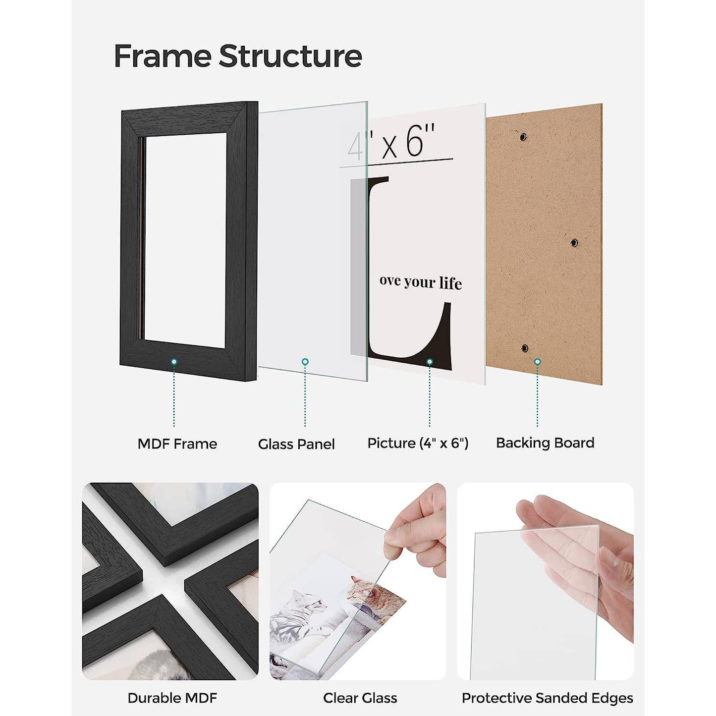 WHITE SONGMICS 4 x 6 Picture Frames Collage 12 Photos