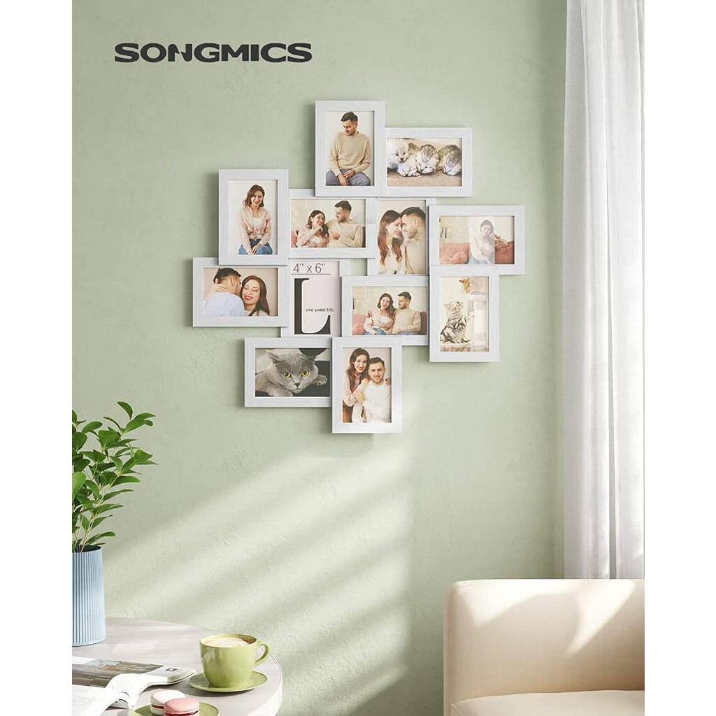 WHITE SONGMICS 4 x 6 Picture Frames Collage 12 Photos
