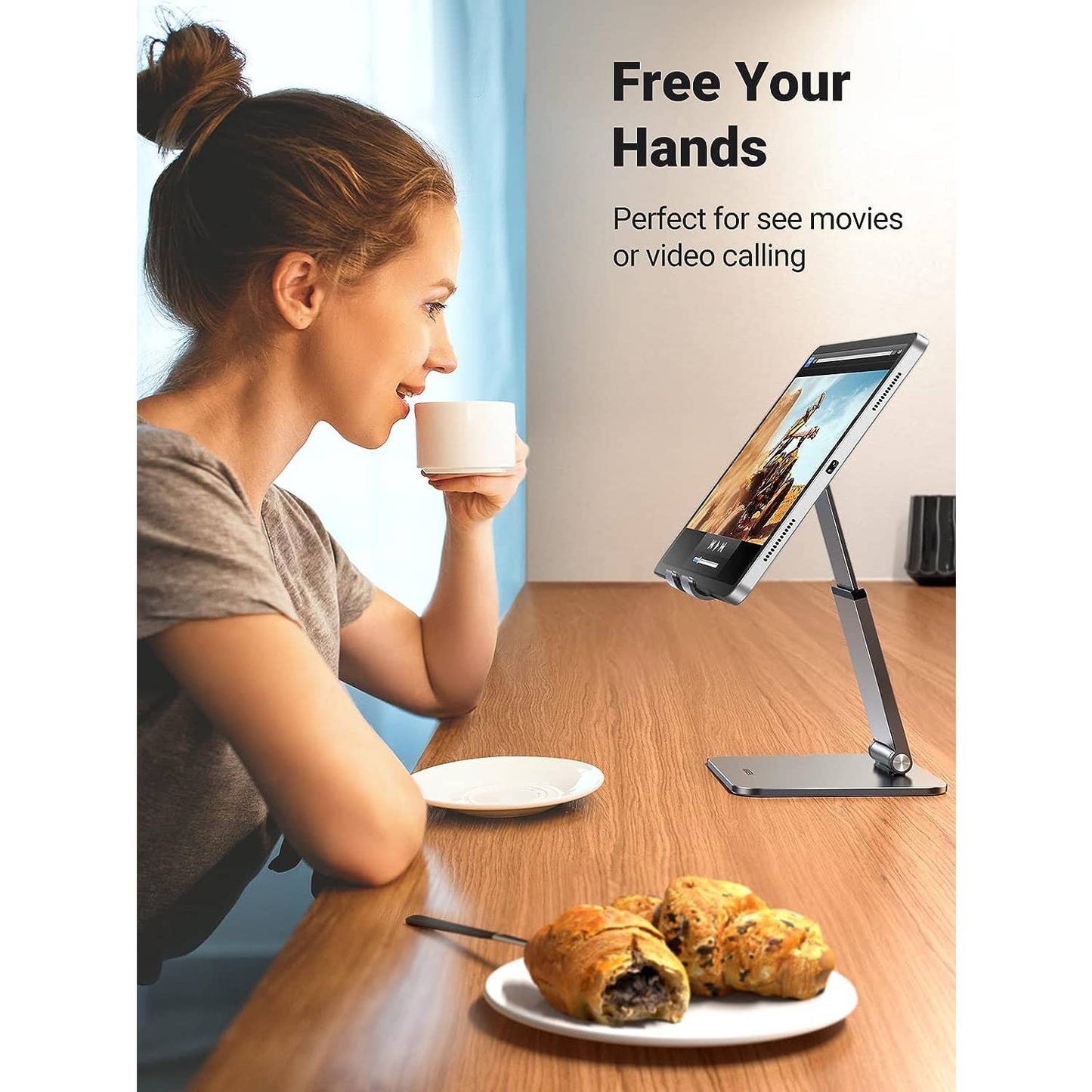 NIB-Tablet Stand Holder for Desk Height Adjustable Aluminum Foldable