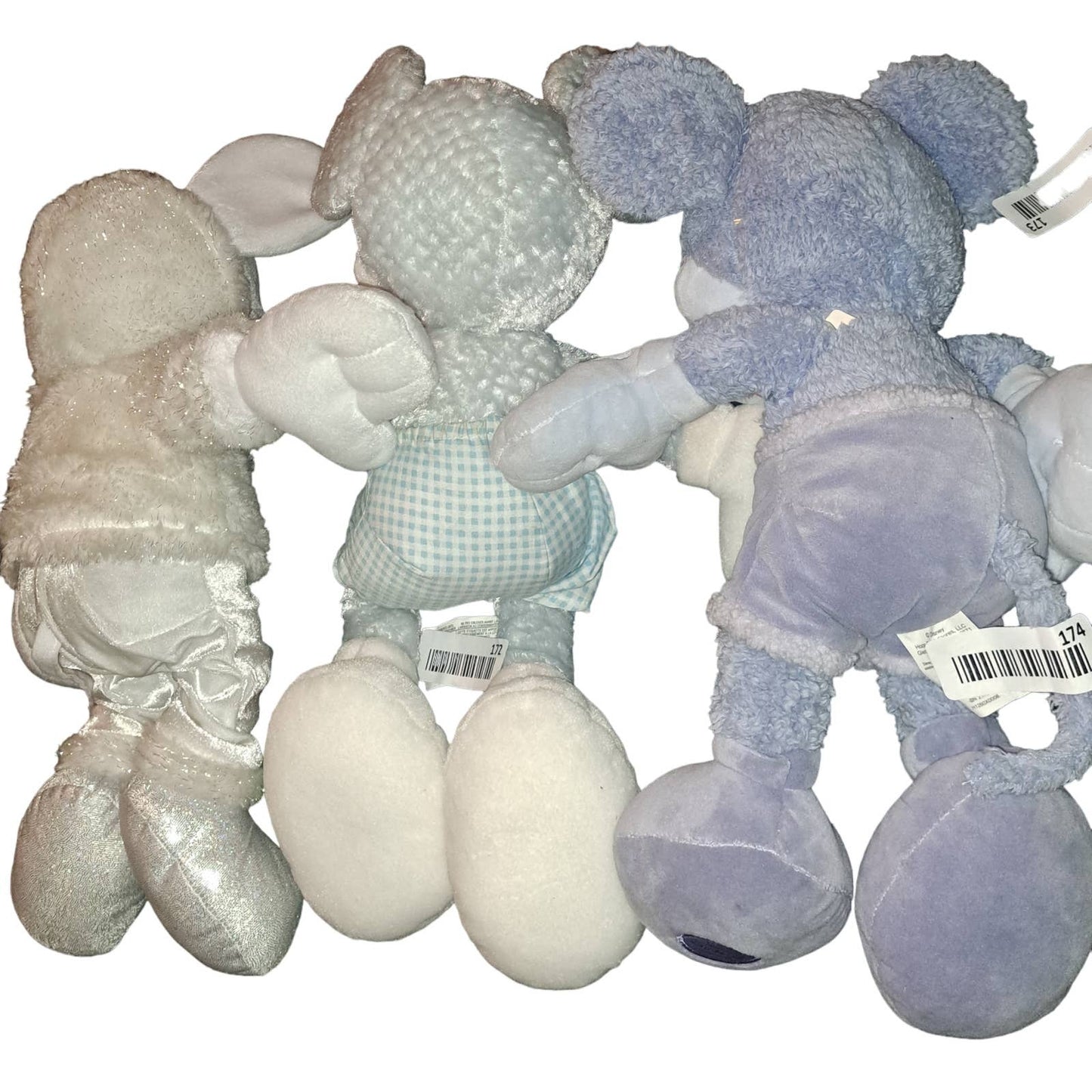 THREE Plush Pastel Mickey Mouse Snowflake Pals Each 16 inches tall!