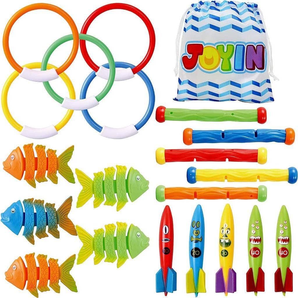 POOL TIME - JOYIN Pack of 20 diving toys with bonus storage bag