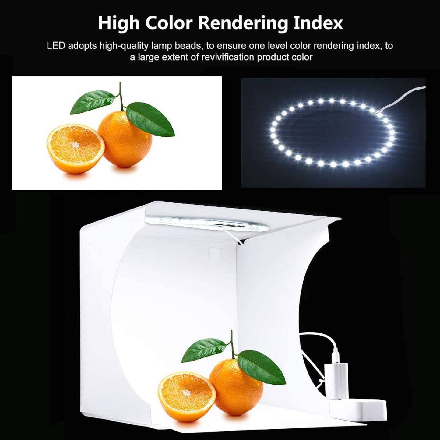 Photo Studio Light Box, Adjustable Lighting White/Warm/Soft Lighting + 6 Backdrops