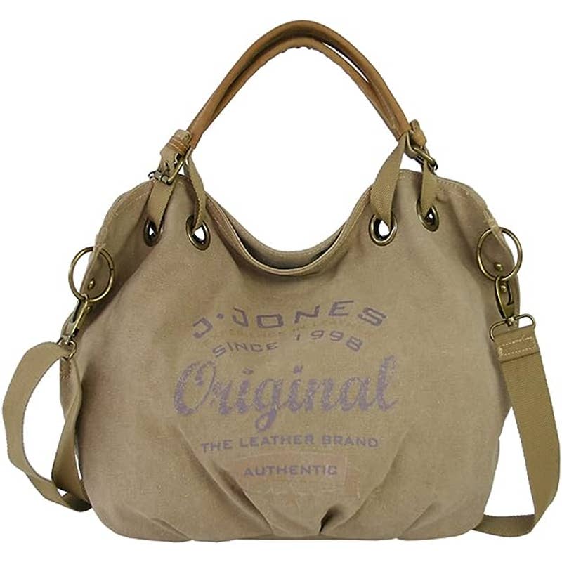 J JONES Large Women's Canvas Shoulder Bag | Vintage Look
