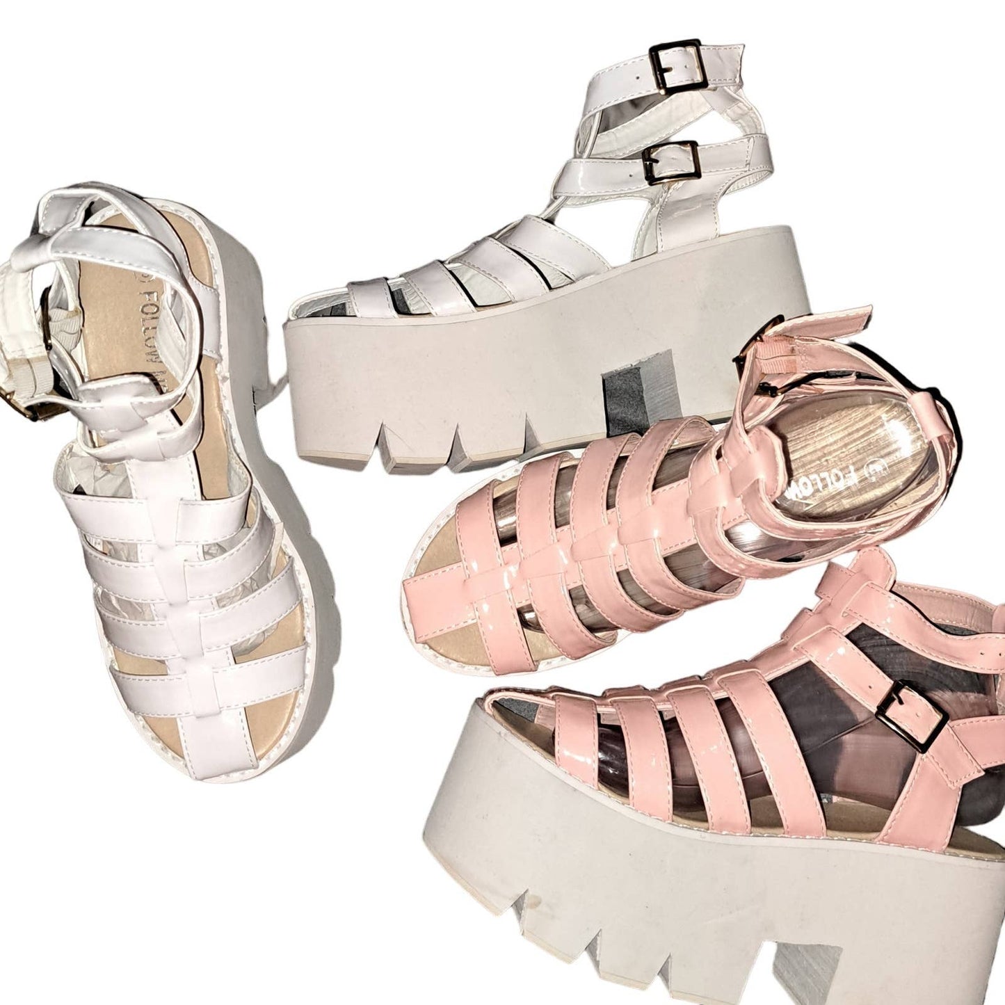 NEW Super Tall Platform sandals - peach and white SZ 5