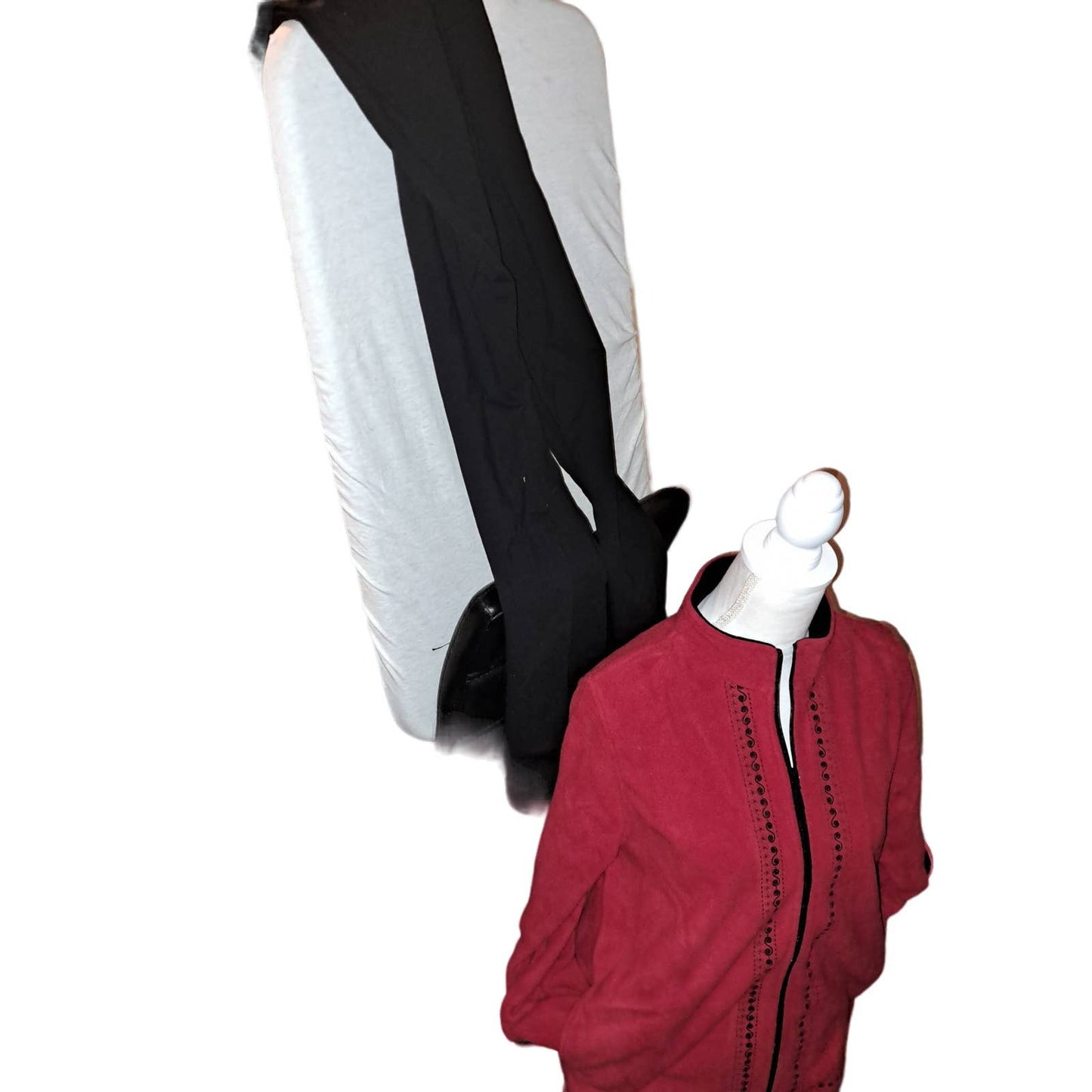 NWT- Sport Savvy Zip Front Fleece Embroidered Trim Warm Up Set Medium, Red/Black