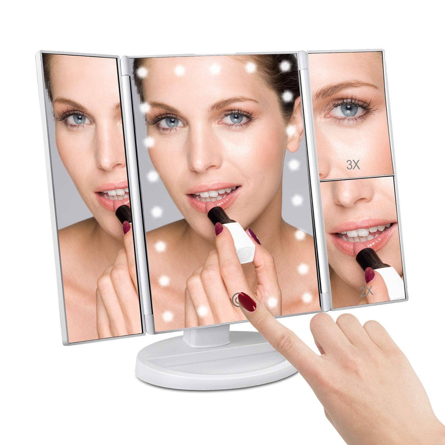 NIB - Trifold Make-up Mirror with USB or Battery lights 21 LED Lights