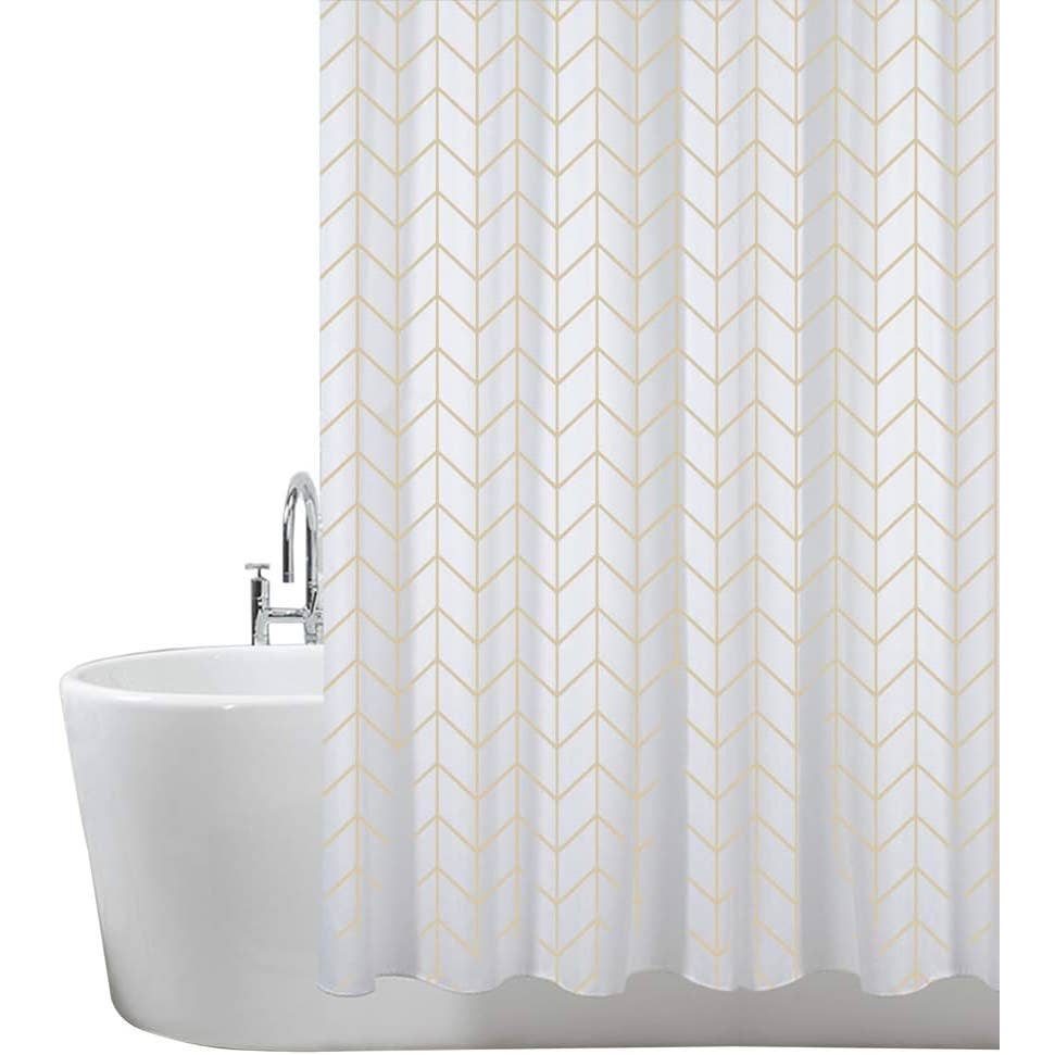 NIB Shower Curtain Mold- Mildew Resistant 71 x 71 Herringbone pattern