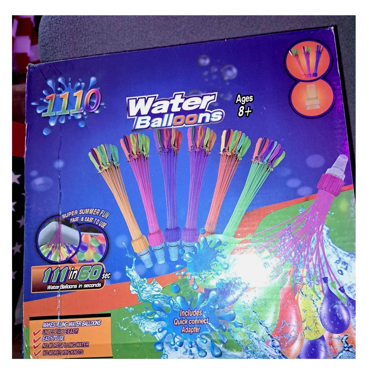 1110 Pack Water Balloons, Multicolor Fast Self Filling Water Bombs