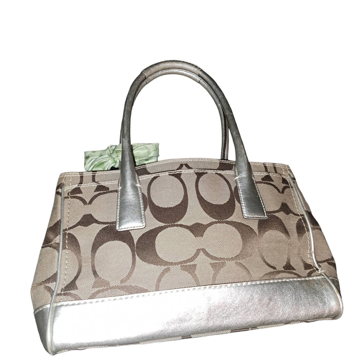 FABULOUS COACH Brown-Gold-Silver Lime Green Interior and Coach Scarf