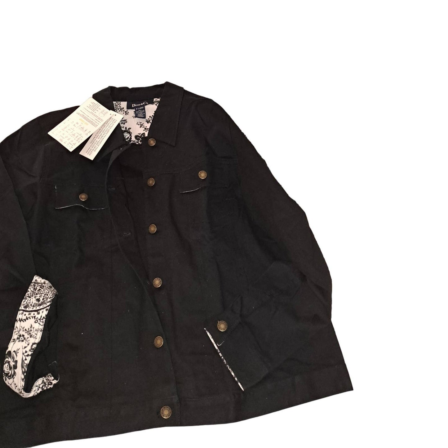 NWT- Denim & Co Black Denim Jacket & Matching Long Sleeve Crepe