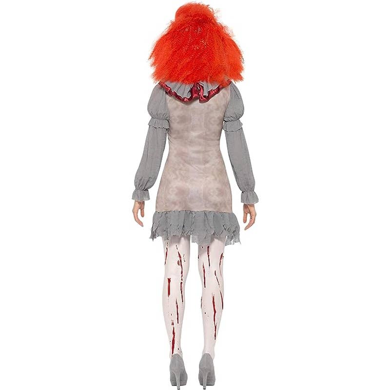 Clown Lady Costume, Grey, Red, S - UK Size 08-10