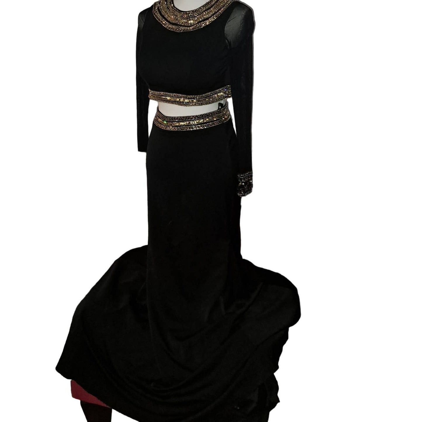 Tiffany 2pc EGYPTIAN GODDESS Black/Gold Formal Costume Size 2
