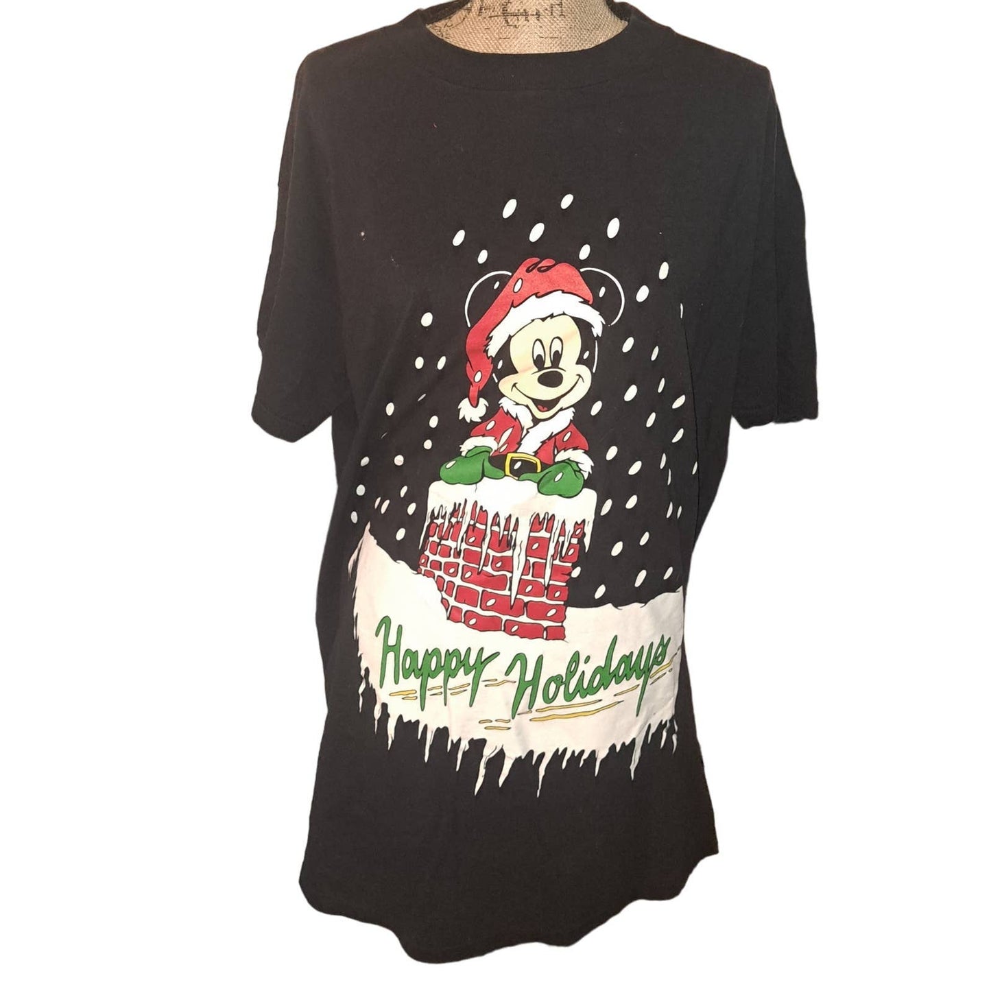 New - Mickey Unlimited Black Oversize Mickey Holiday Night Shirt