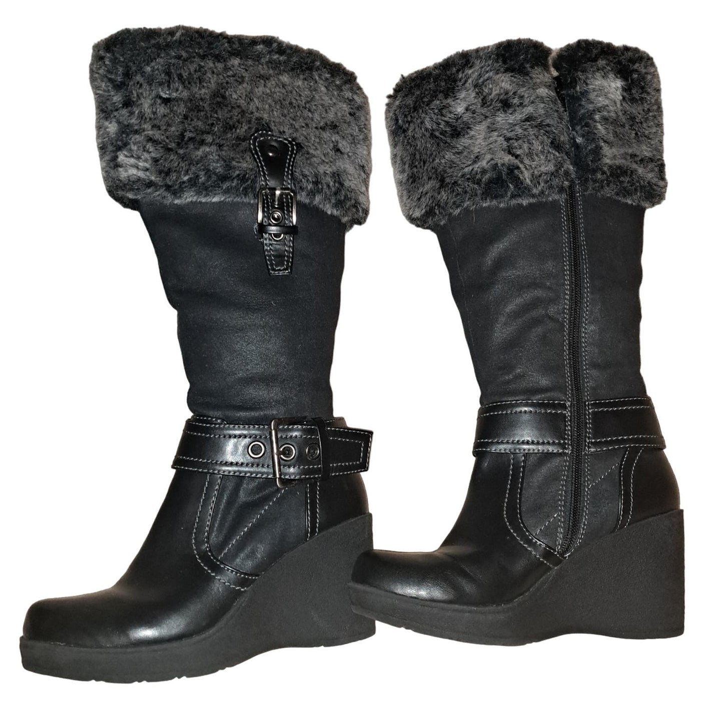 NEW Size 6 Med Black So Wear IT Declare IT Black Tall Fur Topped Boots