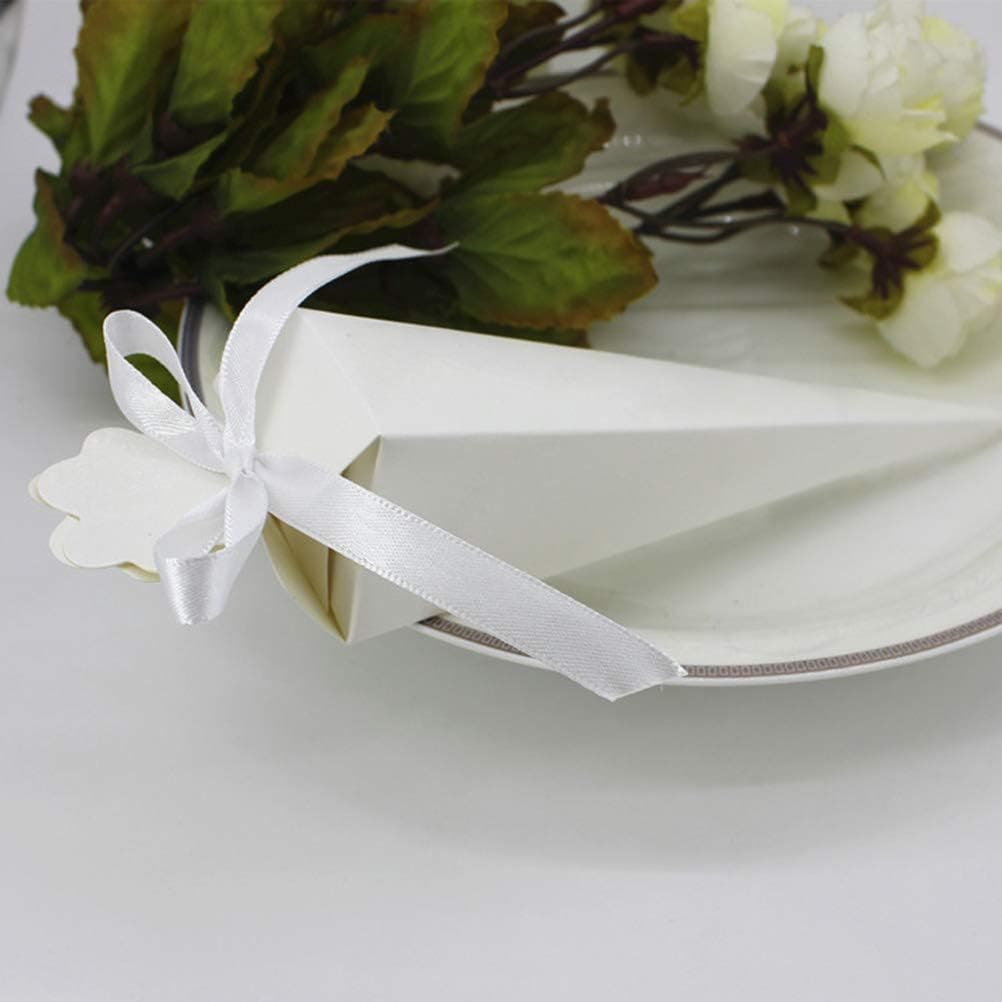 NEW 150 Beautiful White Cardboard Cones with Chiffon Ribbons for candy-weddings