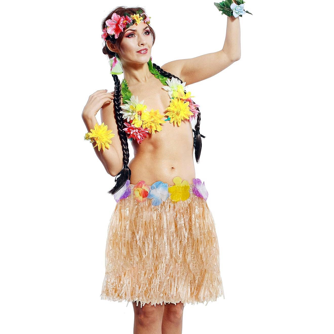 HALLOWEEN SALE! SIX Hawaiian Straw Skirts- Luau- Hibiscus Flowers