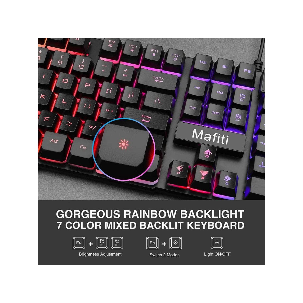 NEW Mafiti Colorful Backlit Gaming Keyboard with mouse