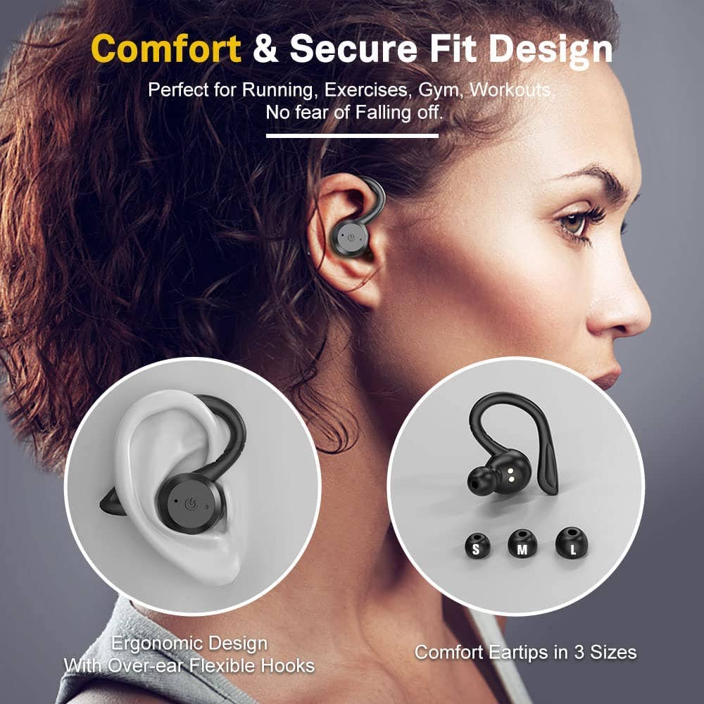 APEKX Bluetooth Earbuds True Wireless Earbuds with Charging Case IPX7 Black