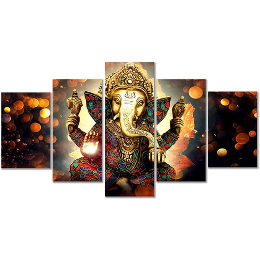 LiftGather 5pcs Canvas Painting Elephant Trunk God Ganesha